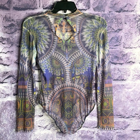 Fashion Nova Sheer Tribal Print Bodysuit - Picture 4 of 8